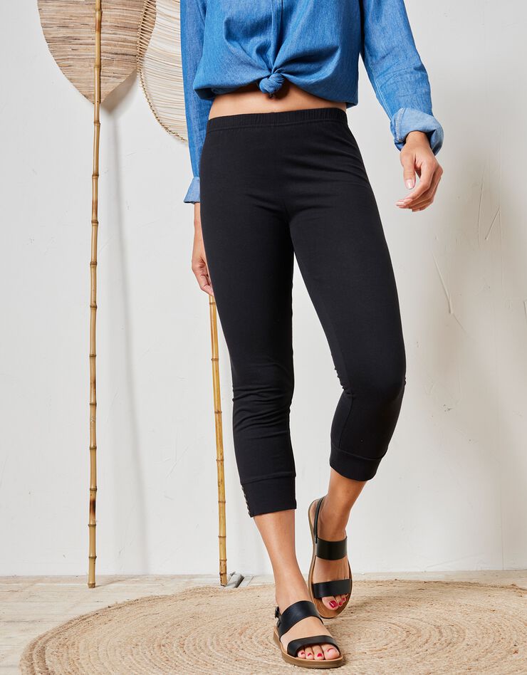 Legging 3/4, bas boutonné (noir) Legging 3/4, bas boutonné (noir)