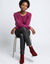 Pull col rond uni, manches longues, toucher doux (prune)