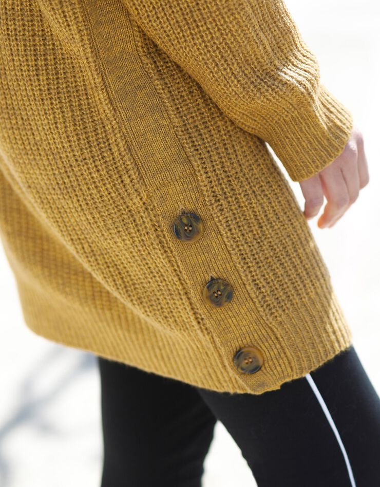 Pull tunique boutonné, toucher mohair (moutarde) Pull tunique boutonné, toucher mohair (moutarde)