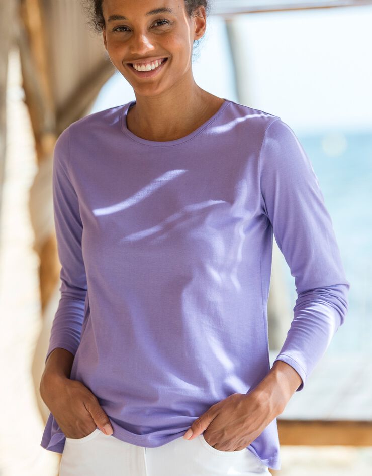Tee-shirt uni manches longues (mauve) Tee-shirt uni manches longues (mauve)