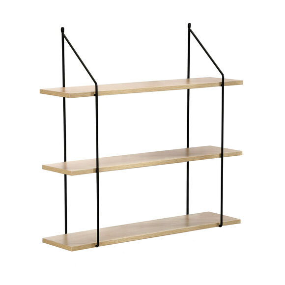 Etagère style industriel métal et bois - 3 tablettes (noir/bois)