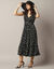 Robe longue crêpe, imprimé pois (noir / écru)
