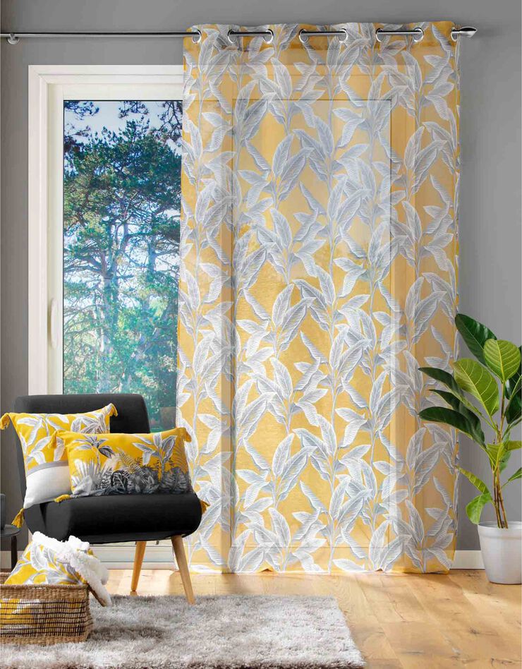 Voilage imprimé tropical (jaune / blanc)