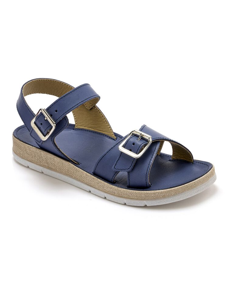 Sandales ouvertes double boucle - largeur confort (bleu)