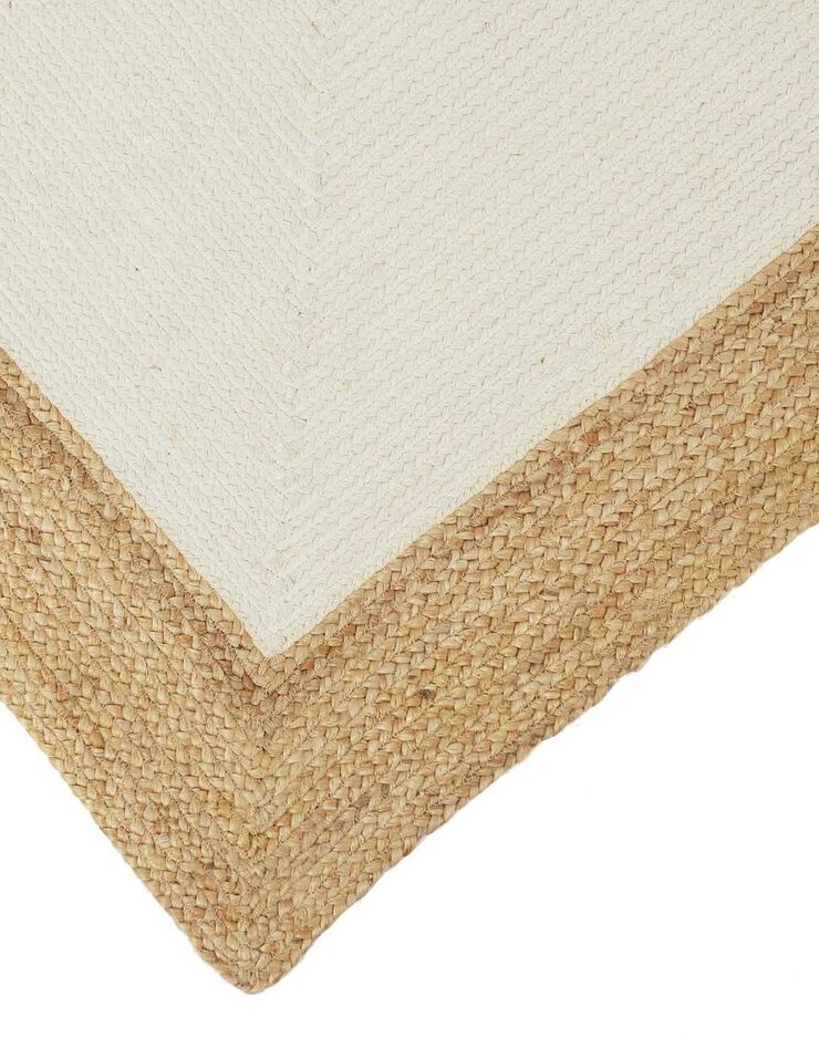 Tapis bicolore jute naturel et coton - rectangulaire (blanc)