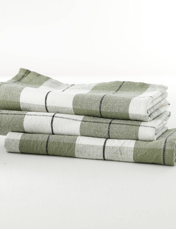 Serviette de table carreaux tissé teint - lot de 3 (vert)