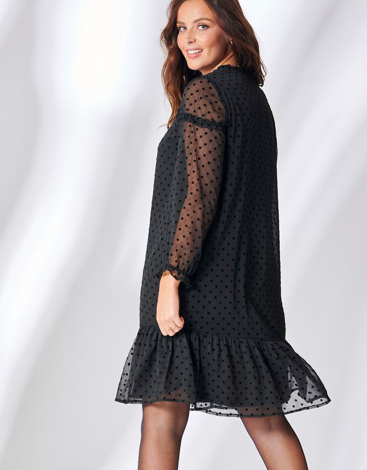 Robe en velours à pois (noir) Robe en velours à pois (noir)