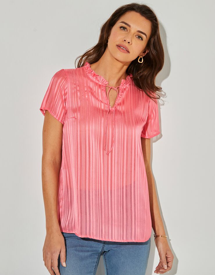 Chemisier voile uni (rose) Chemisier voile uni (rose)