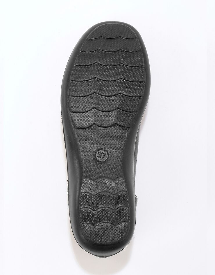 Ballerines en cuir à fleur appliquée largeur confort - noir (noir) Ballerines en cuir à fleur appliquée largeur confort - noir (noir)