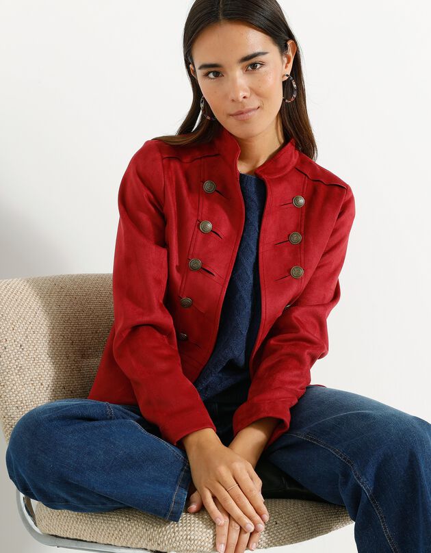 Veste officier suédine (cerise)