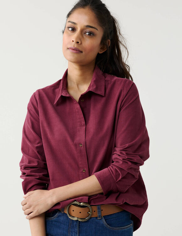 Chemise droite en velours milleraie (violine)