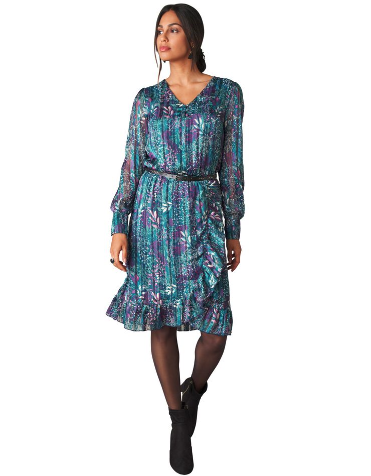 Robe volantée imprimée (bleu paon) Robe volantée imprimée (bleu paon)