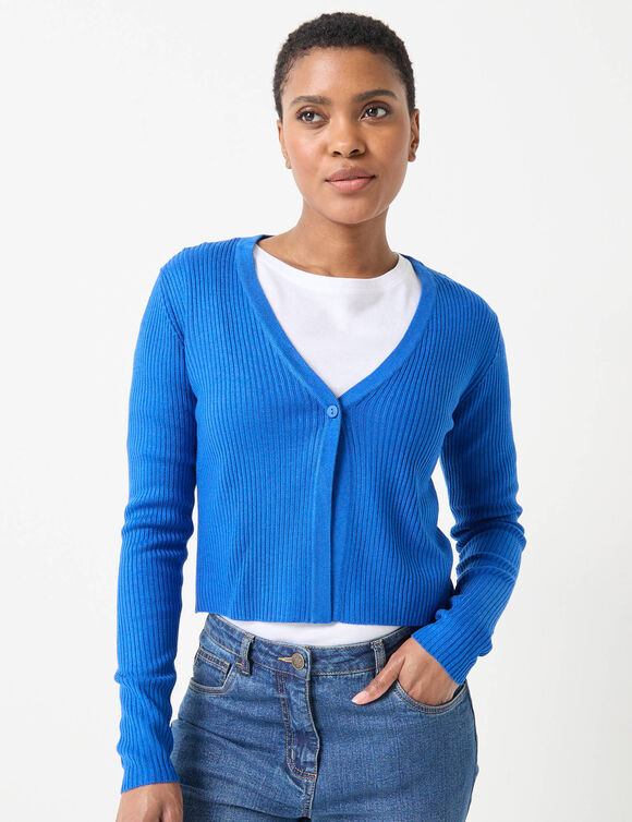 Gilet boléro, maille côtelée (bleu vif)