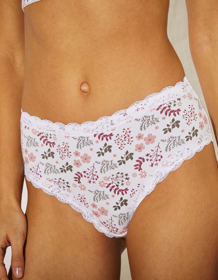 Culotte haute en coton imprimé Capella - lot de 2 (blanc) Culotte haute en coton imprimé Capella - lot de 2 (blanc)