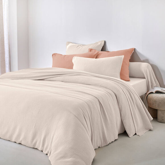 Linge de lit uni - double gaze de coton (sable)