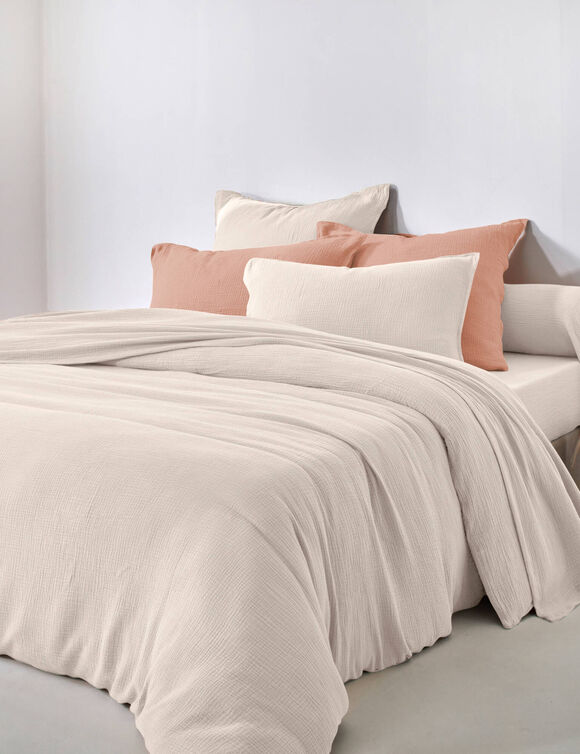 Linge de lit uni - double gaze de coton (sable)