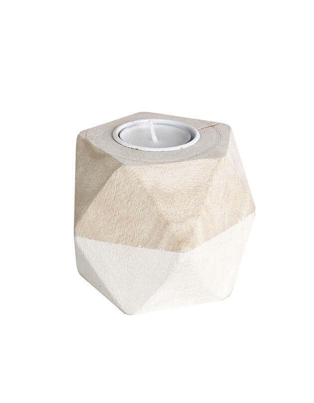 Bougeoir origami en bois bicolore (bois/blanc)