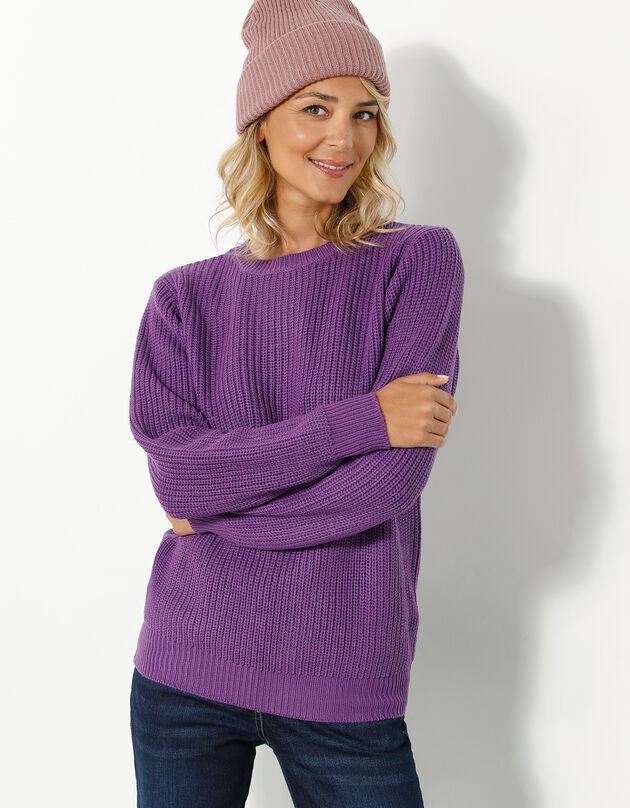 Pull col rond maille anglaise (violet)
