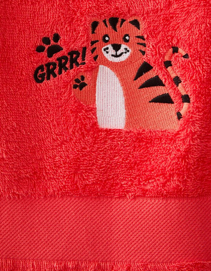 Collection éponge enfant brodée tigre - 380g/m2 (corail) Collection éponge enfant brodée tigre - 380g/m2 (corail)