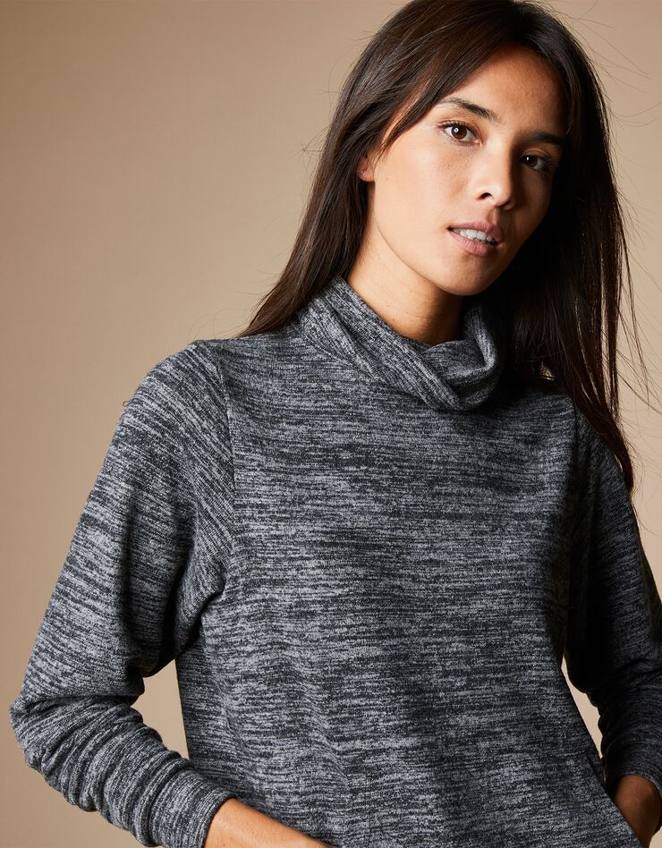 Sweat col boule jersey gratté (anthracite chiné) Sweat col boule jersey gratté (anthracite chiné)