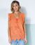Chemisier boutonné uni, broderie anglaise (melon)