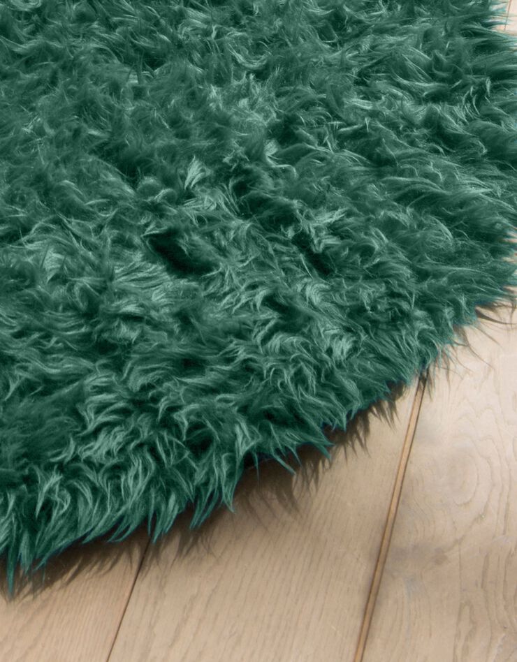 Tapis rond poils longs (vert sapin)