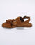 Sandales pompons en cuir (caramel)