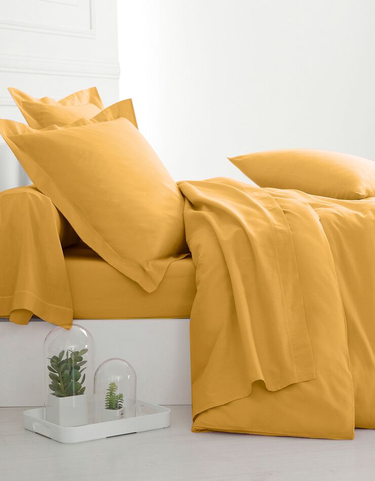 Linge de lit uni polycoton (curry)
