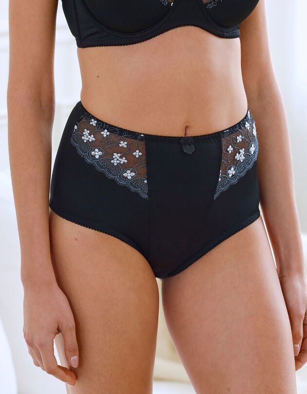 Gainette microfibre tulle brodé Caminata (noir)