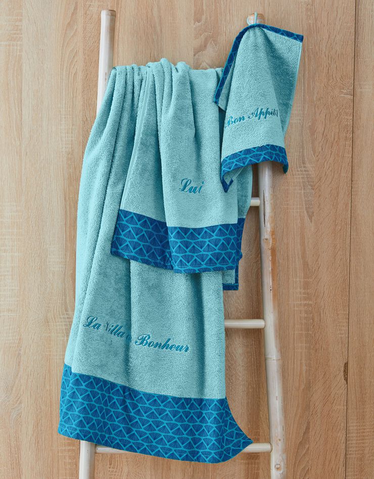 Éponge bouclette liteau fantaisie personnalisable (vert d'eau)