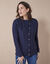 Cardigan boutonné, maille torsadée (bleu marine)