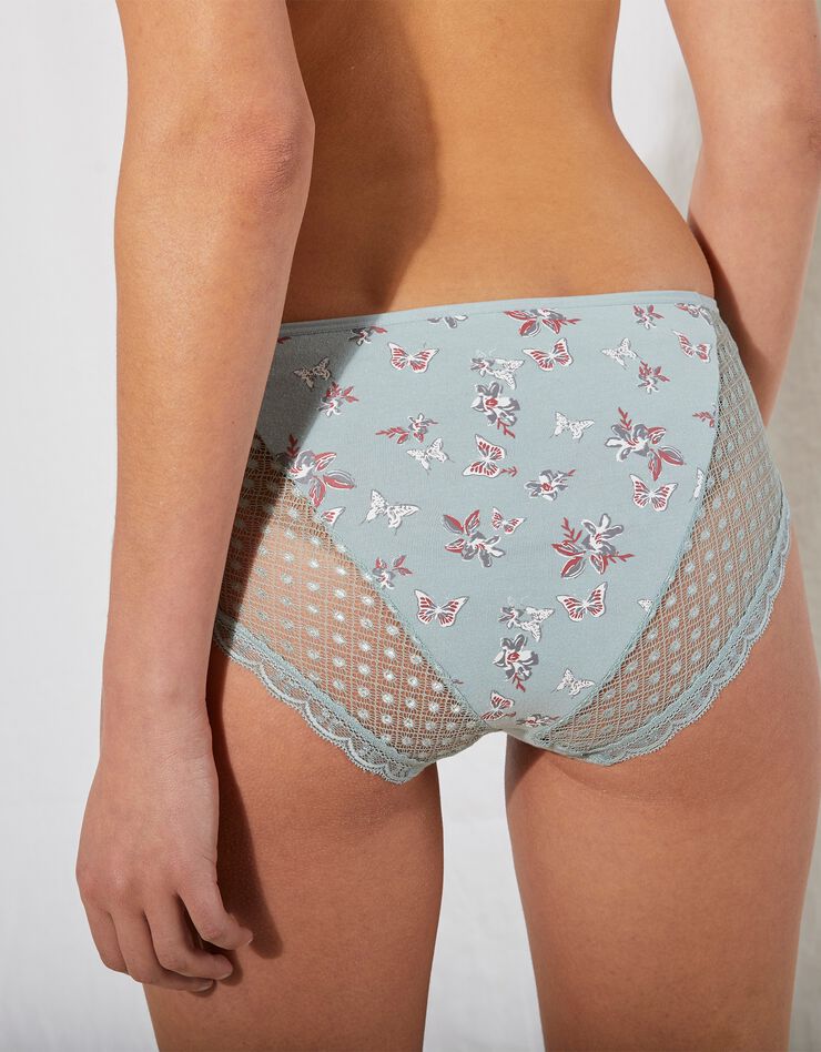 Culotte maxi dentelle coton imprimé "papillons" Tropea - lot de 4 (cerise + vert d'eau) Culotte maxi dentelle coton imprimé "papillons" Tropea - lot de 4 (cerise + vert d'eau)