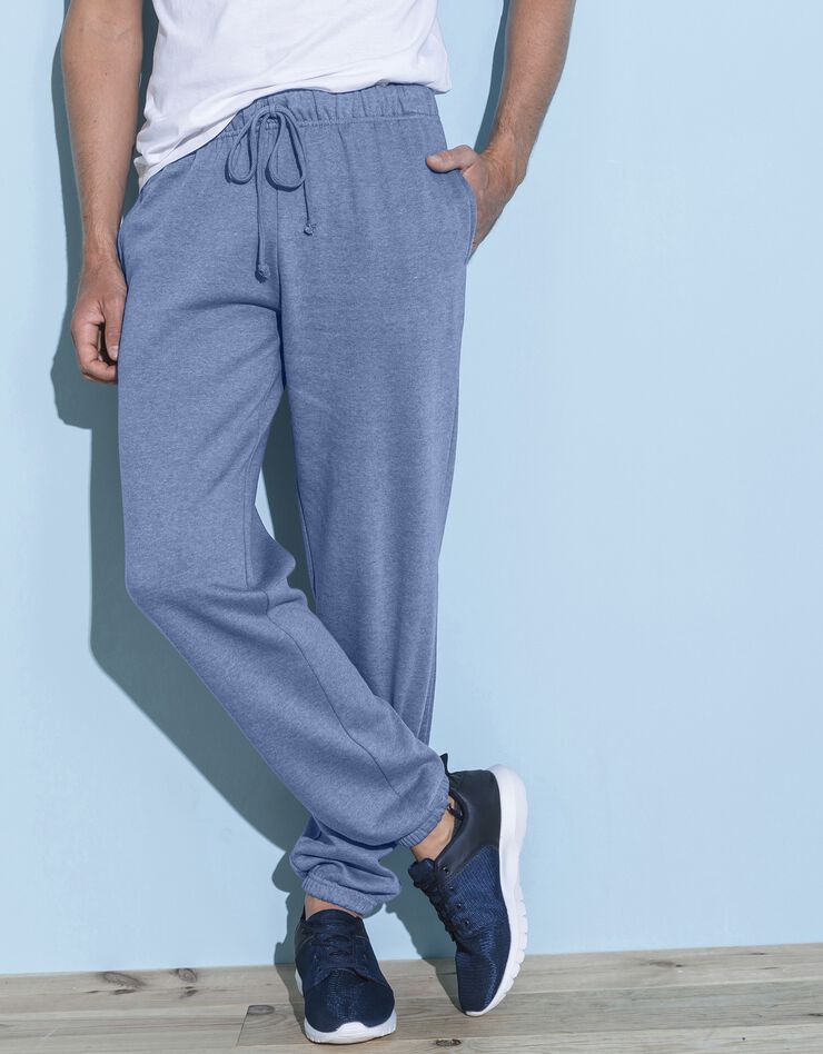 Pantalon jogging molleton bas élastiqué (bleu jean)