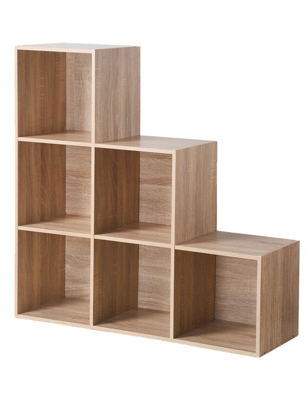 Meuble de rangement en escalier ORIGAME - 6 cases (naturel)