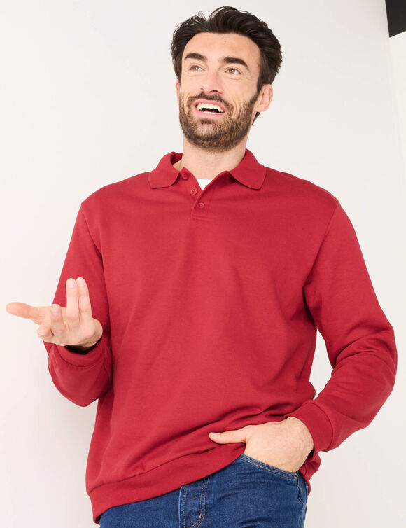 Sweat molleton col polo (rouge)