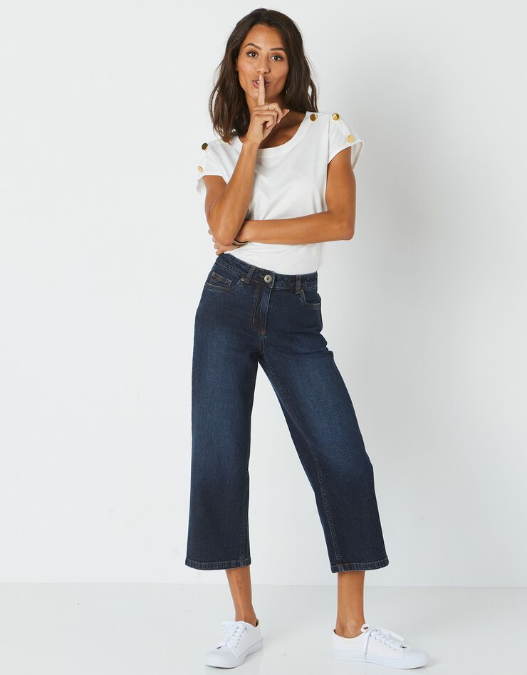 Jean large raccourci coupe stretch, spécial petites (dark blue) Jean large raccourci coupe stretch, spécial petites (dark blue)
