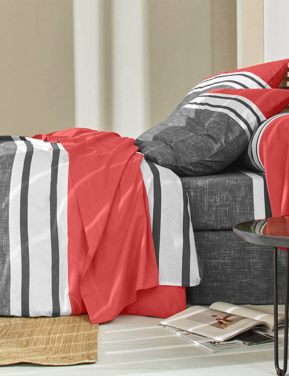 Linge de lit Nathalie coton (gris / terracotta)