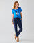 Pantalon 7/8&egrave;me fusel&eacute; uni (marine)
