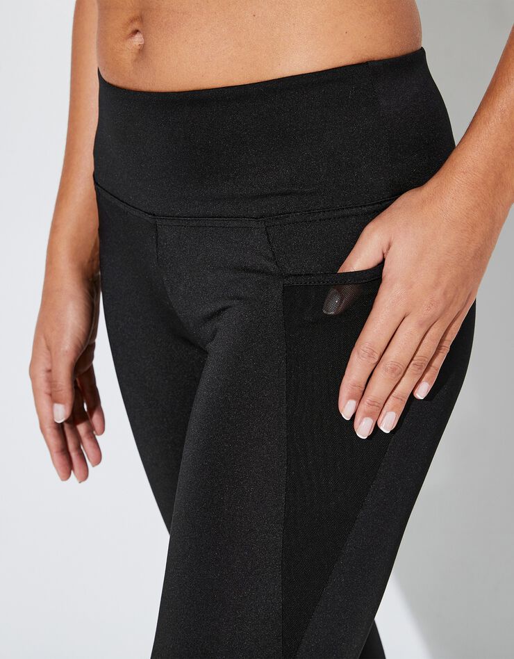 Legging taille haute avec empiècements résille (noir)
