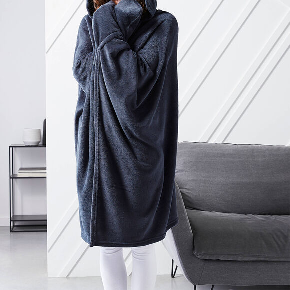 Plaid polaire à capuche (anthracite)
