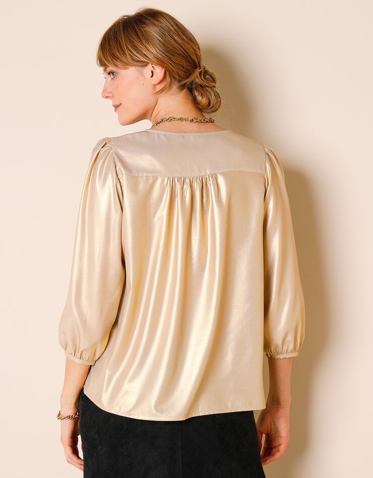 Blouse irisée dorée manches 3/4 (doré) Blouse irisée dorée manches 3/4 (doré)