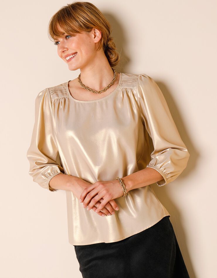 Blouse irisée dorée manches 3/4 (doré) Blouse irisée dorée manches 3/4 (doré)