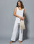 Pantalon large stretch, taille élastiquée (blanc)