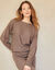 Pull loose col bateau, manches longues chauve souris (taupe)