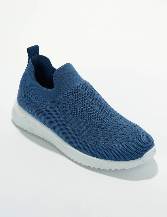 Baskets textile mesh légères, à enfiler (bleu)