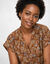 Blouse col tunisien imprim&eacute;e en double gaze de coton (bronze)