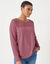 T-shirt col rond manches longues dentelle (bois de rose chiné)