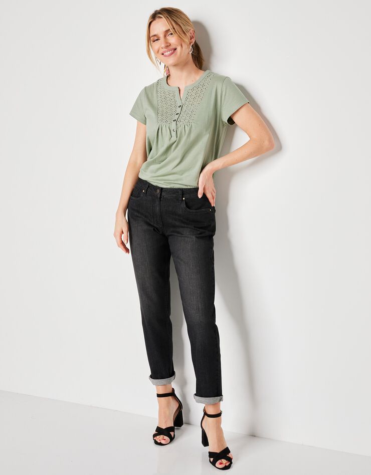 Jean stretch coupe mom (noir) Jean stretch coupe mom (noir)