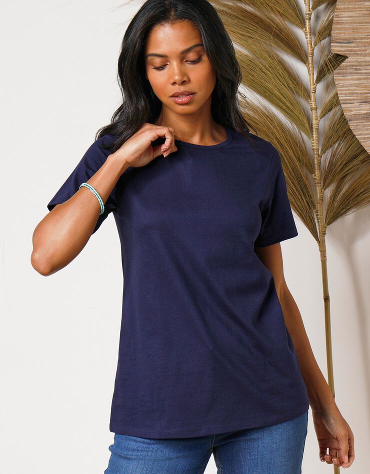 Tee-shirt manches courtes uni (marine) Tee-shirt manches courtes uni (marine)