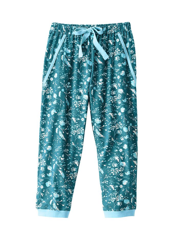 Pantacourt de pyjama – fleuri émeraude (émeraude)